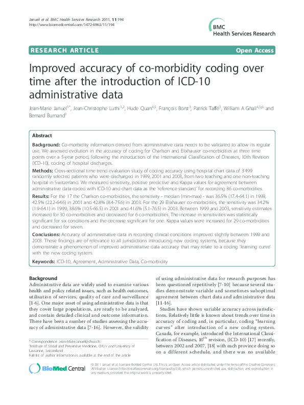 (PDF) Improved accuracy of comorbidity coding over time after the