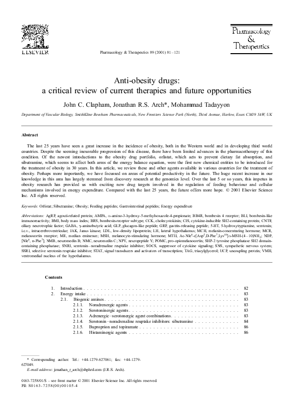 (PDF) Anti-obesity drugs: a critical review of current therapies and ...