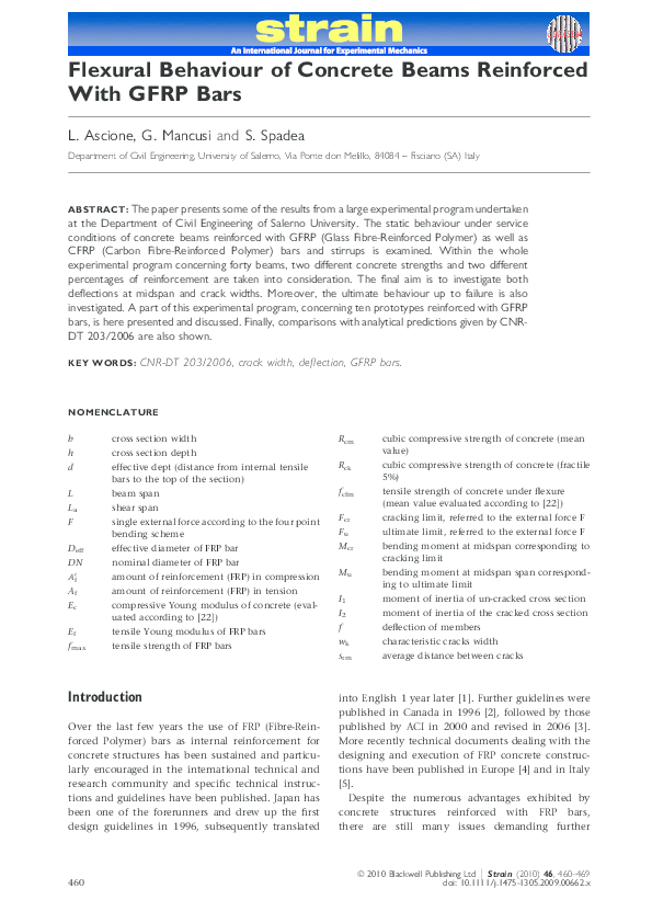 (PDF) Flexural Behaviour of Concrete Beams Reinforced with Carbon FRP ...