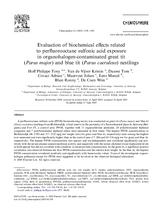 (PDF) Evaluation of biochemical effects related to perfluorooctane ...