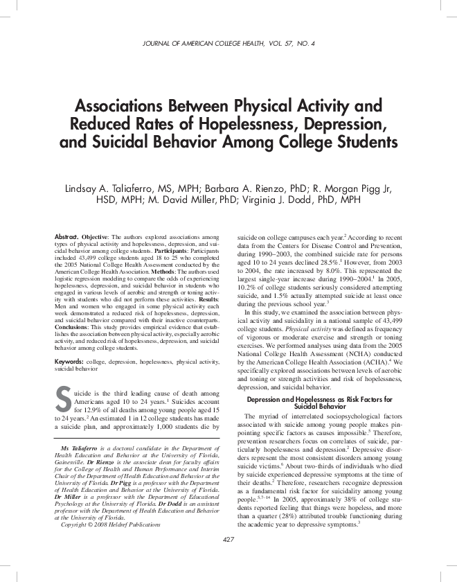(PDF) Associations Between Physical Activity and Reduced Rates of ...