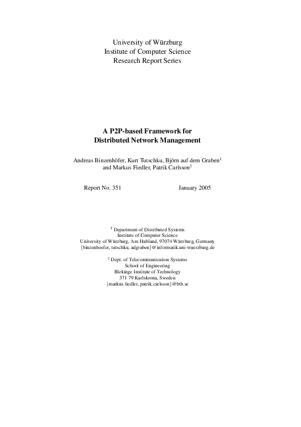 (PDF) A P2P-Based Framework for Distributed Network Management