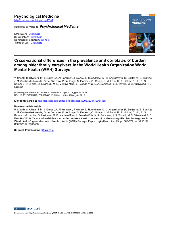 (PDF) Crossnational differences in the prevalence and correlates of