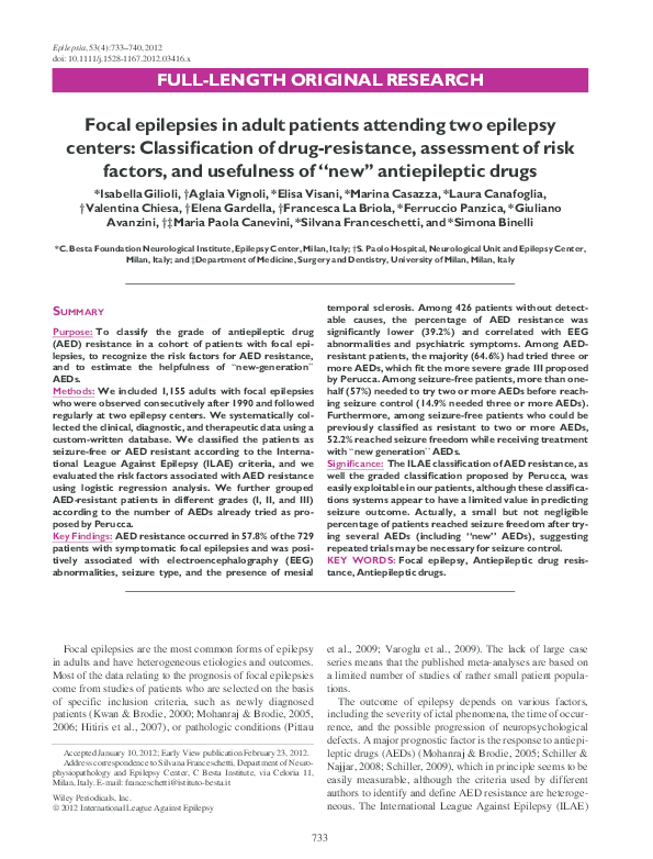 (PDF) Focal epilepsies in adult patients attending two epilepsy centers ...