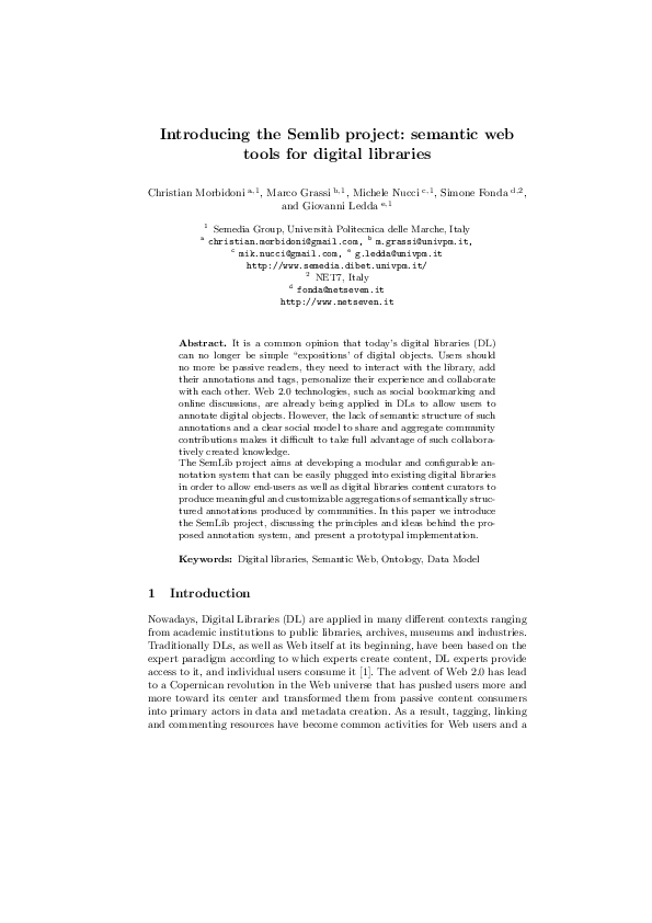 (PDF) Introducing the Semlib project: semantic web tools for digital ...