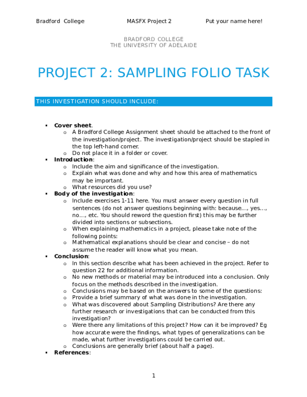 (DOC) Project 2: Sampling Folio Task
