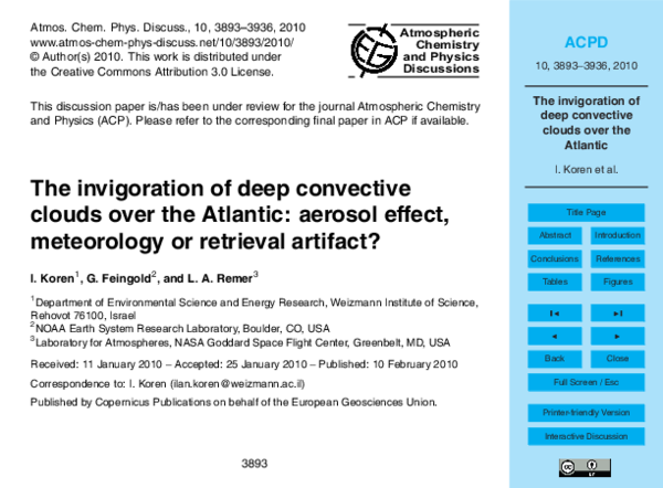 (PDF) The invigoration of deep convective clouds over the Atlantic ...