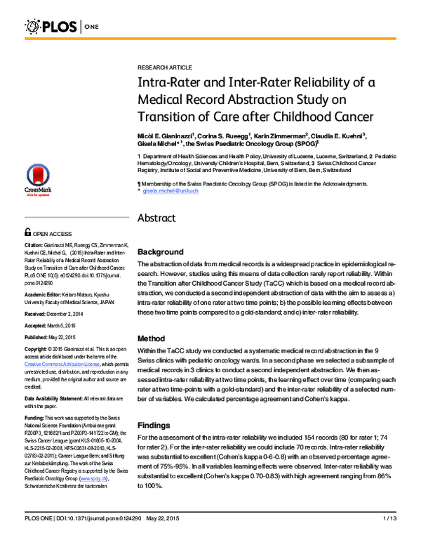 (PDF) Intra-Rater and Inter-Rater Reliability of a Medical Record ...