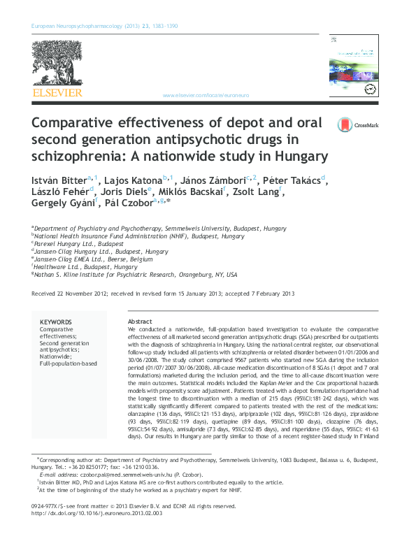 (PDF) Comparative effectiveness of depot and oral second generation ...