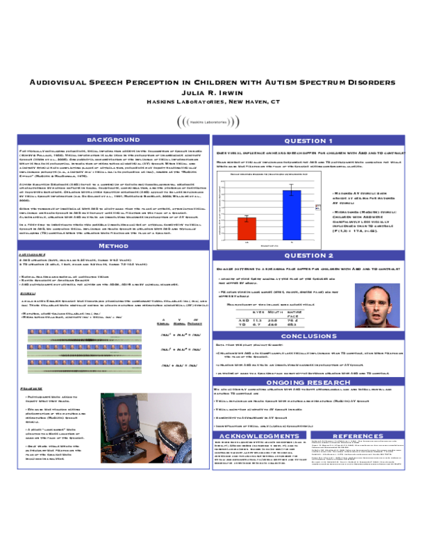 (PDF) Audiovisual Speech Perception in Children with Autism Spectrum ...
