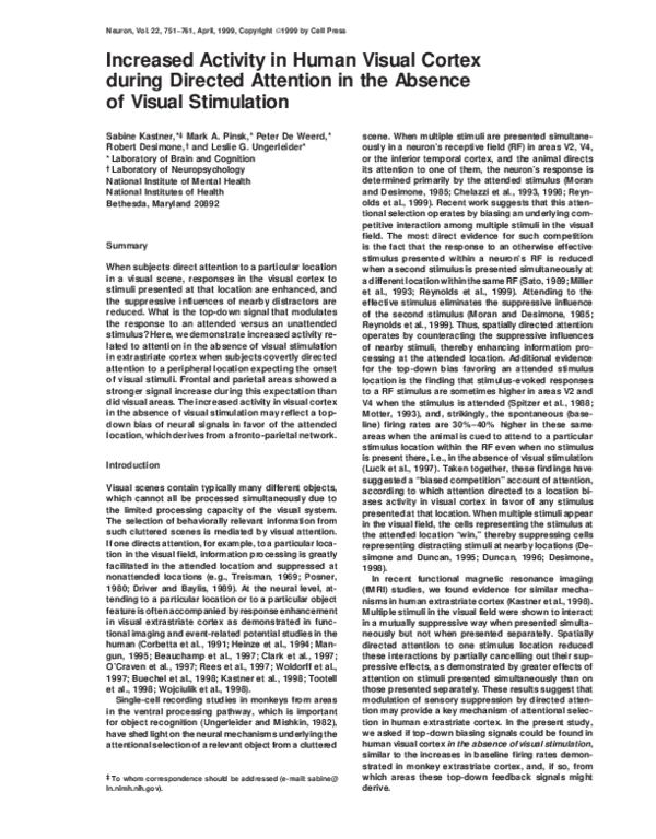 (PDF) Increased Activity in Human Visual Cortex during Directed ...
