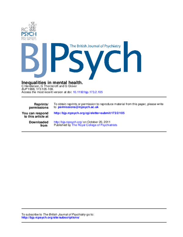 (PDF) Inequalities in mental health