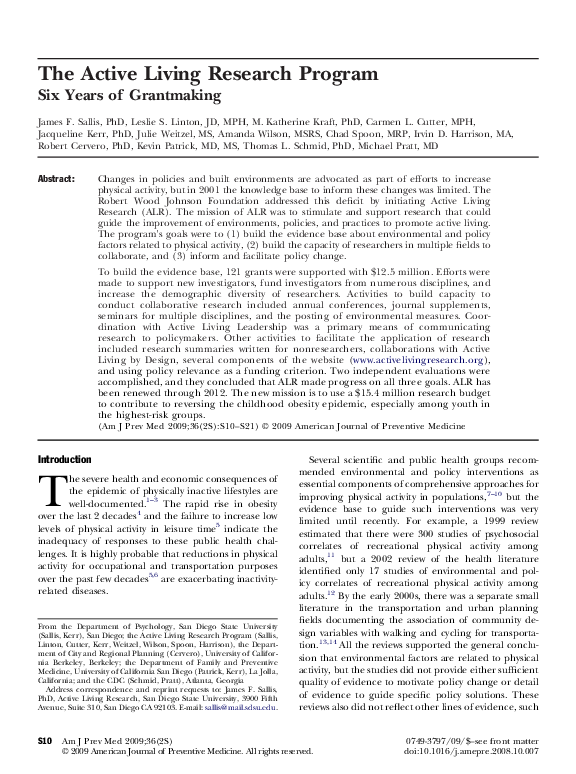 (PDF) The Active Living Research Program