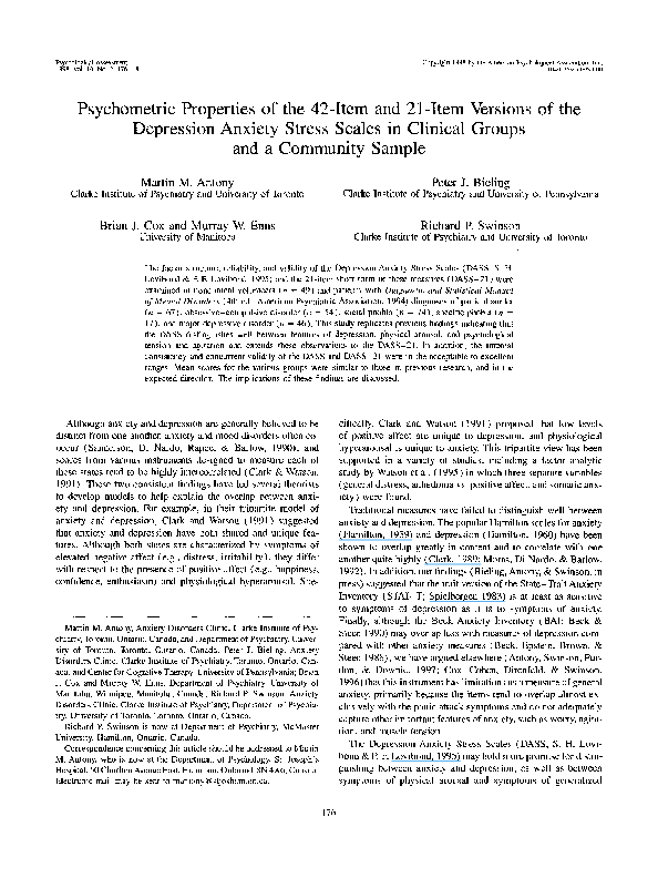(PDF) Psychometric properties of the 42-item and 21-item versions of ...