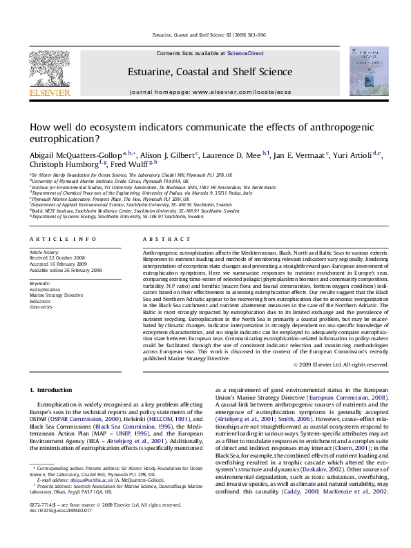 Effects of eutrophication image