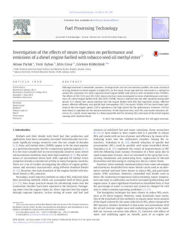 (PDF) Investigation of the effects of steam injection on performance ...