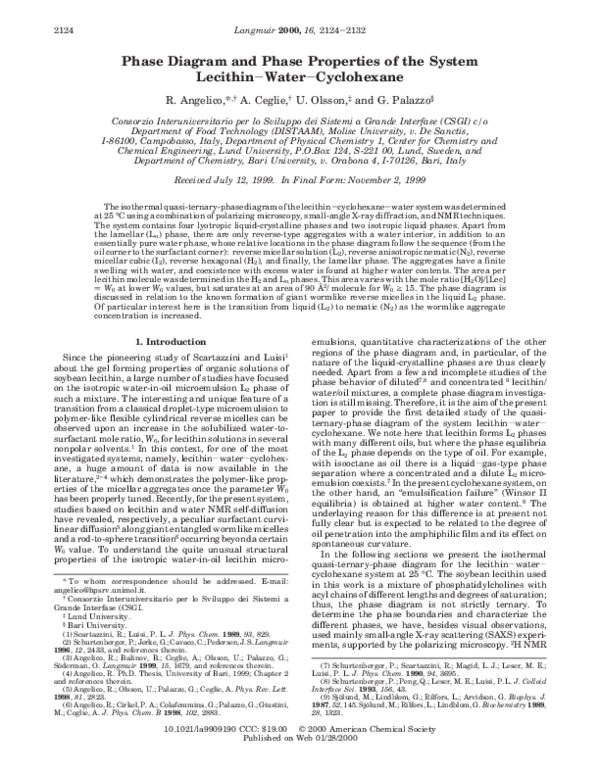 (PDF) Phase diagram and phase properties of the system lecithin-water ...