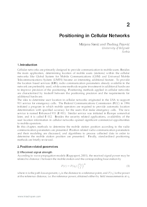 (PDF) Positioning in Cellular Networks