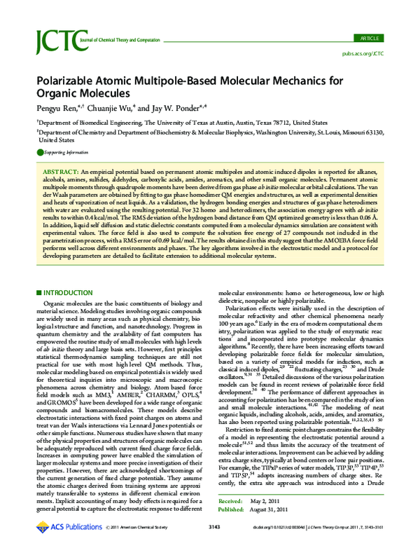 (PDF) Polarizable Atomic Multipole-Based Molecular Mechanics for ...