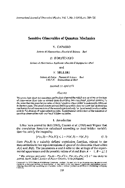 (PDF) Sensitive observables of quantum mechanics