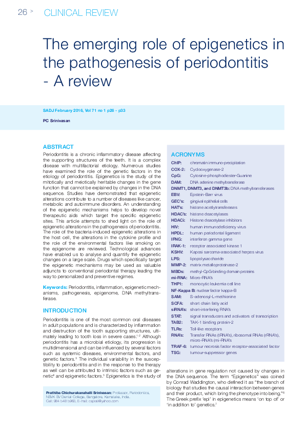 (PDF) The emerging role of epigenetics in the pathogenesis of ...