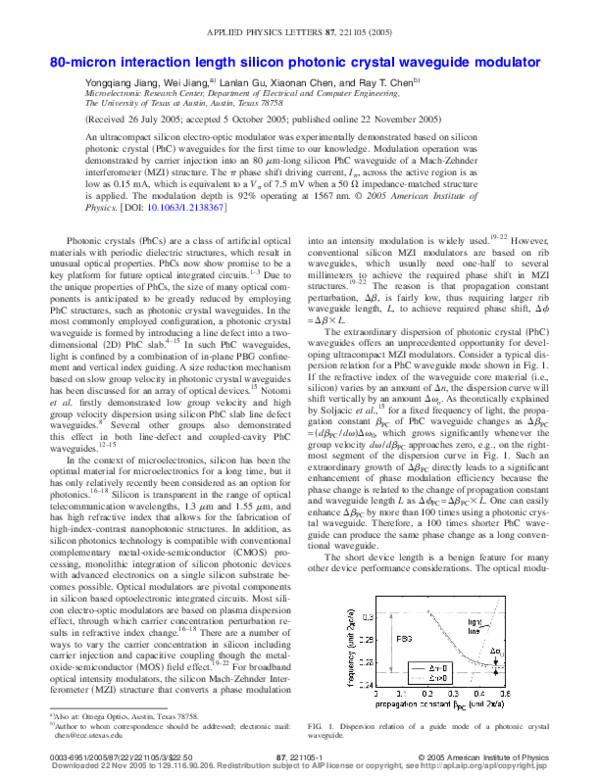 (PDF) 80-micron interaction length silicon photonic crystal waveguide ...