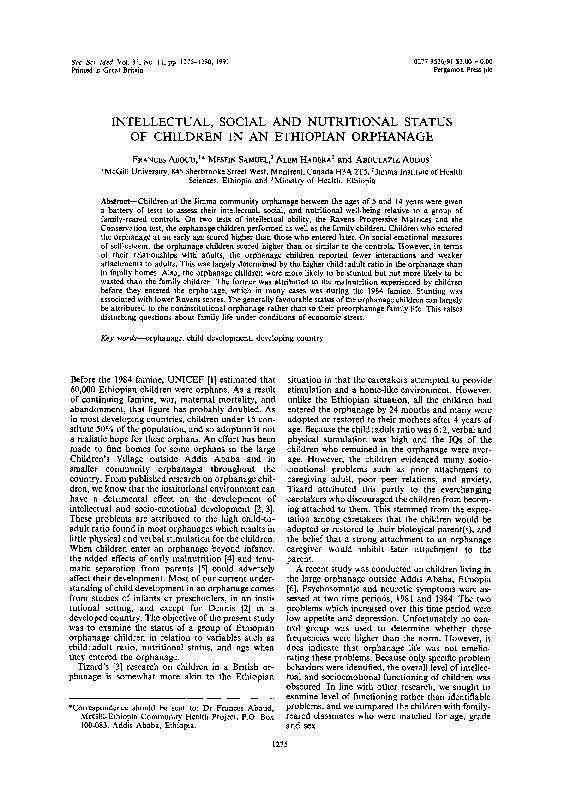 (PDF) Intellectual, social and nutritional status of children in an ...