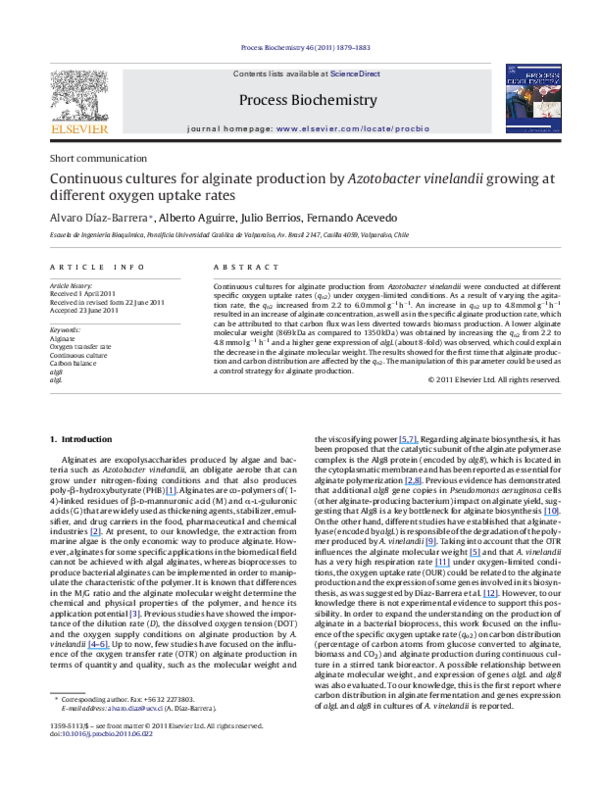 (PDF) Continuous cultures for alginate production by Azotobacter ...