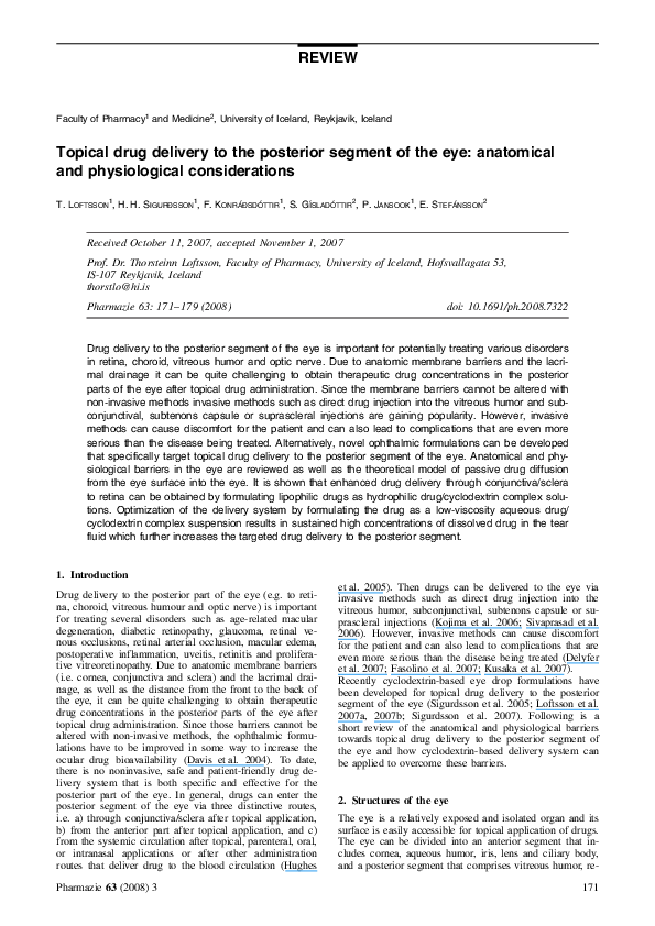 (PDF) Topical drug delivery to the posterior segment of the eye ...