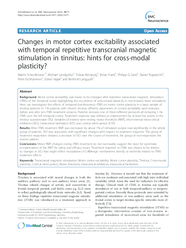 (PDF) Changes in motor cortex excitability associated with muscle ...