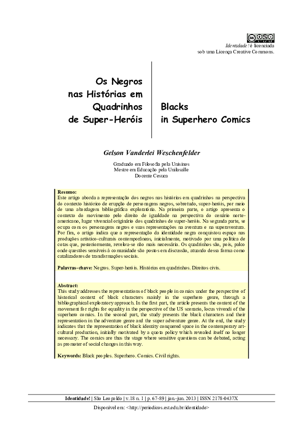 (PDF) Os negros nas histórias em quadrinhos de super-heróis