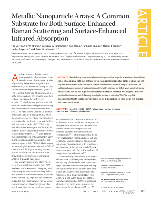 (PDF) Metallic Nanoparticle Arrays: A Common Substrate for Both Surface ...