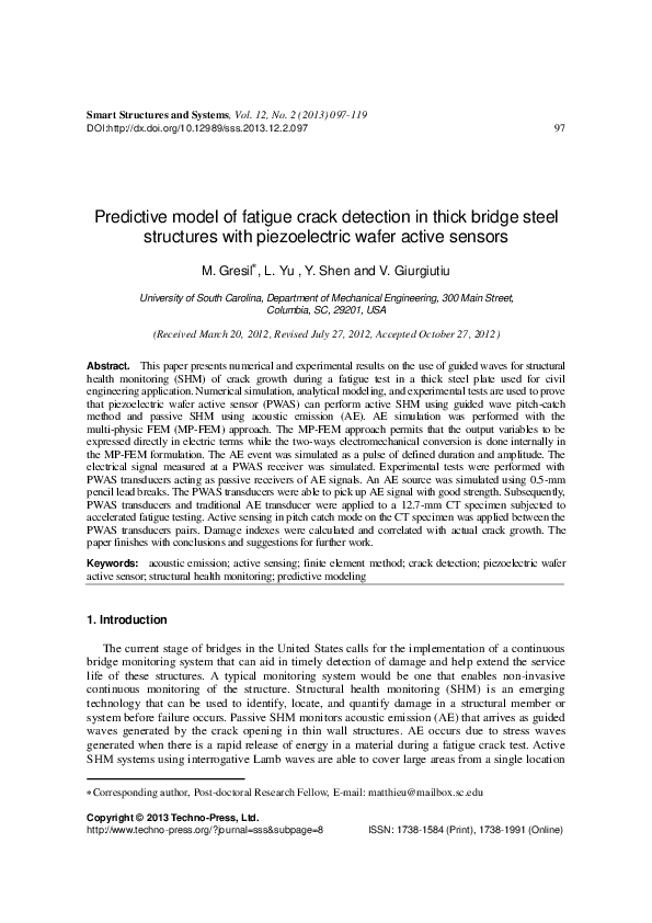 (PDF) Predictive model of fatigue crack detection in thick bridge steel ...