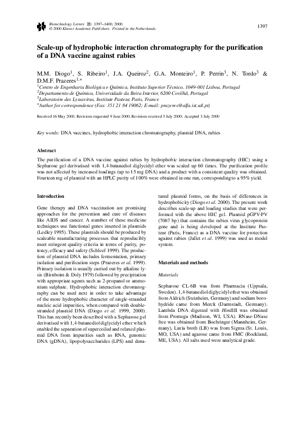 (PDF) Scaleup of hydrophobic interaction chromatography for the