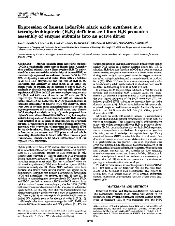 (PDF) Expression of human inducible nitric oxide synthase in a ...