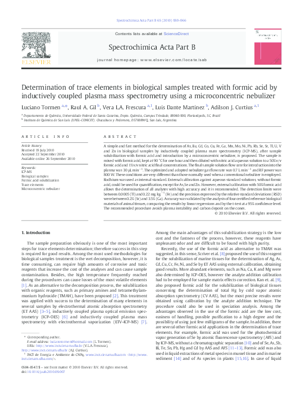 (PDF) Determination of trace elements in biological samples treated ...