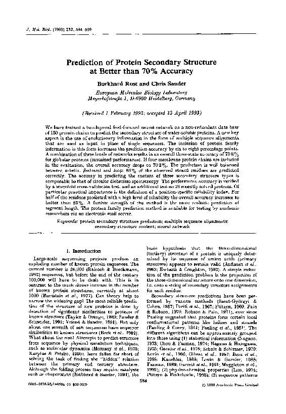 (PDF) Prediction of protein secondary structure at better than 70% accuracy