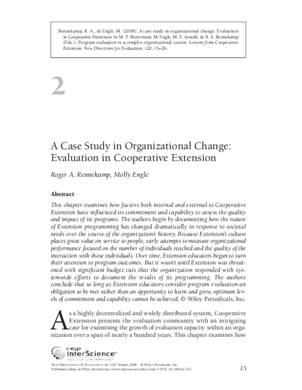 (PDF) A case study in organizational change: Evaluation in Cooperative ...