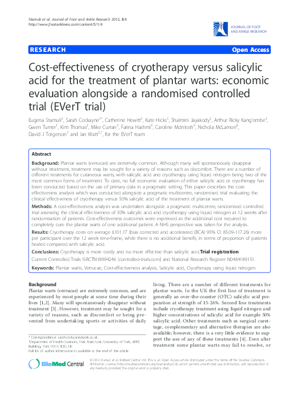 (PDF) Costeffectiveness of cryotherapy versus salicylic acid for the