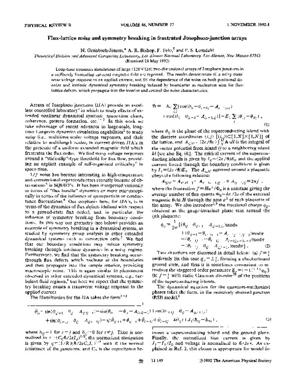 (PDF) Flux-lattice noise and symmetry breaking in frustrated Josephson ...