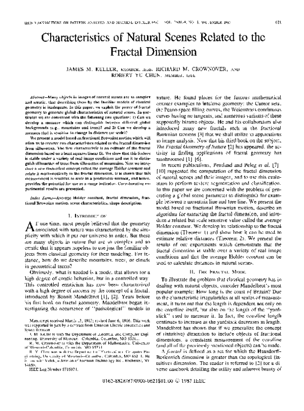 Pdf Characteristics Of Natural Scenes Related To The Fractal Dimension Pdf Characteristics Of Natural Scenes Related To The Fractal Dimension