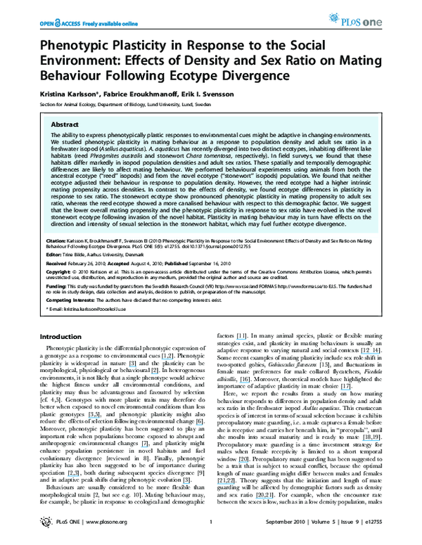 (PDF) Phenotypic Plasticity in Response to the Social Environment ...