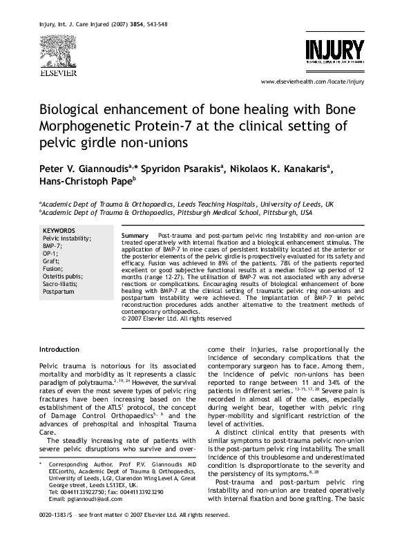 (PDF) Biological enhancement of bone healing with Bone Morphogenetic ...