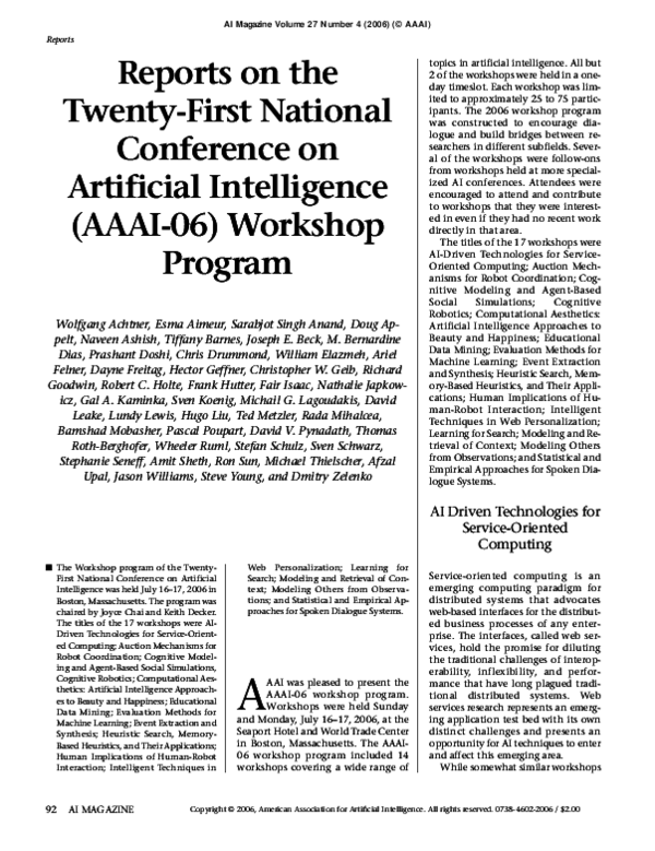 (PDF) Reports on the Twenty-First National Conference on Artificial ...