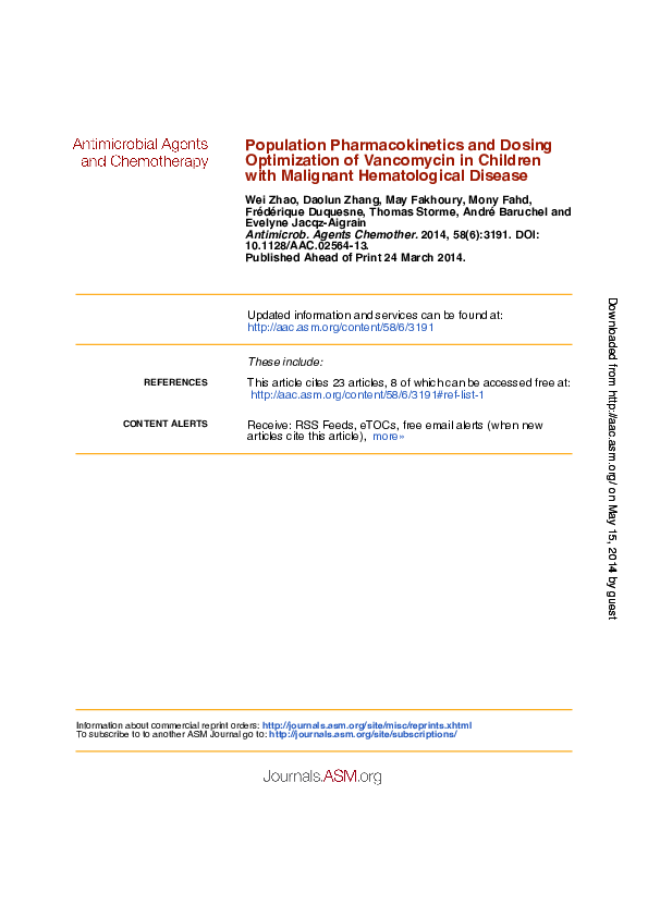 (PDF) Population pharmacokinetics and dosing optimization of vancomycin ...