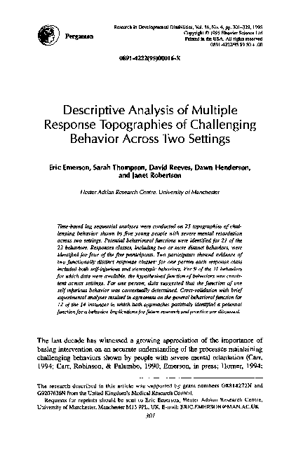 (PDF) Descriptive analysis of multiple response topographies of ...