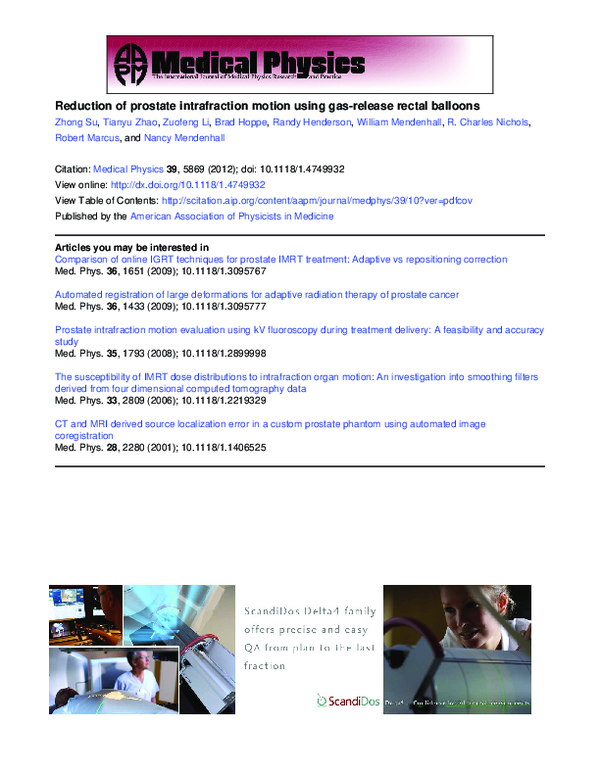 (PDF) Reduction of Prostate Intrafraction Motion using Gas-release ...