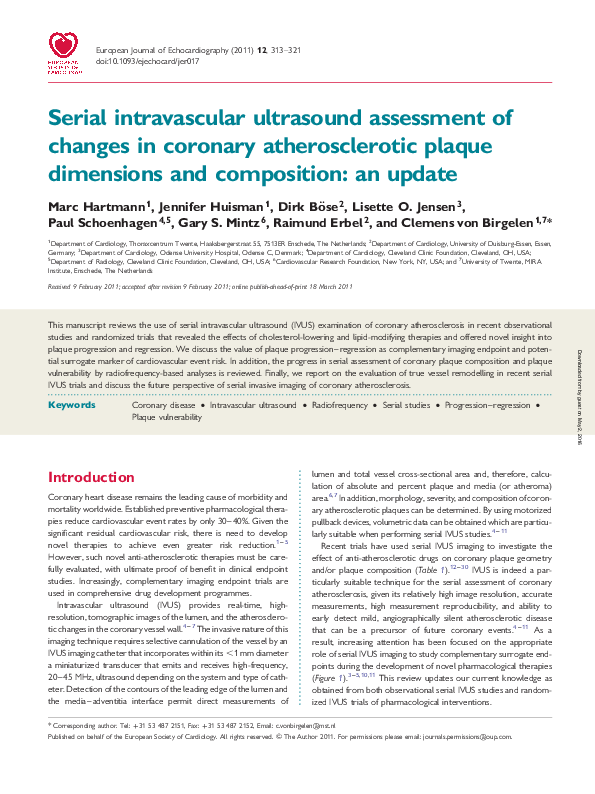 (PDF) Serial intravascular ultrasound assessment of changes in coronary ...