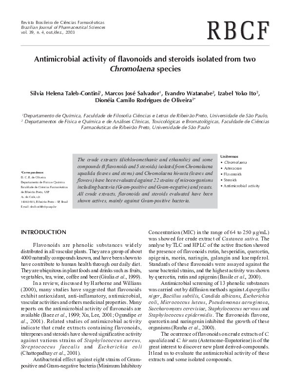 (PDF) Antimicrobial activity of flavonoids and steroids isolated from ...