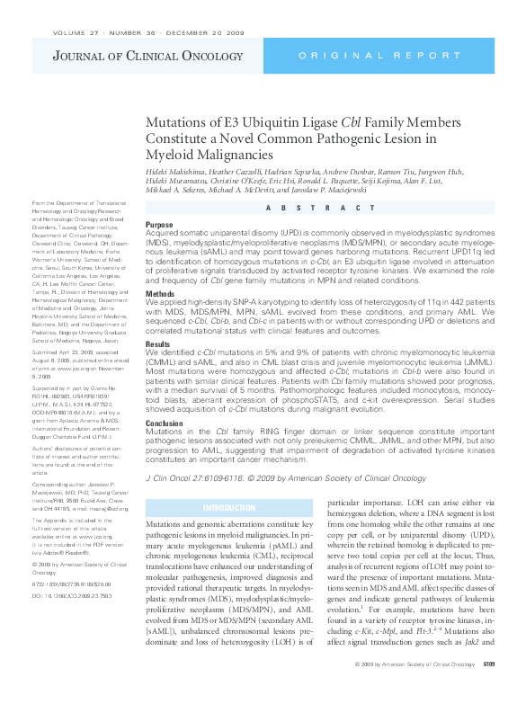 (PDF) Mutations of E3 Ubiquitin Ligase Cbl Family Members Constitute a ...